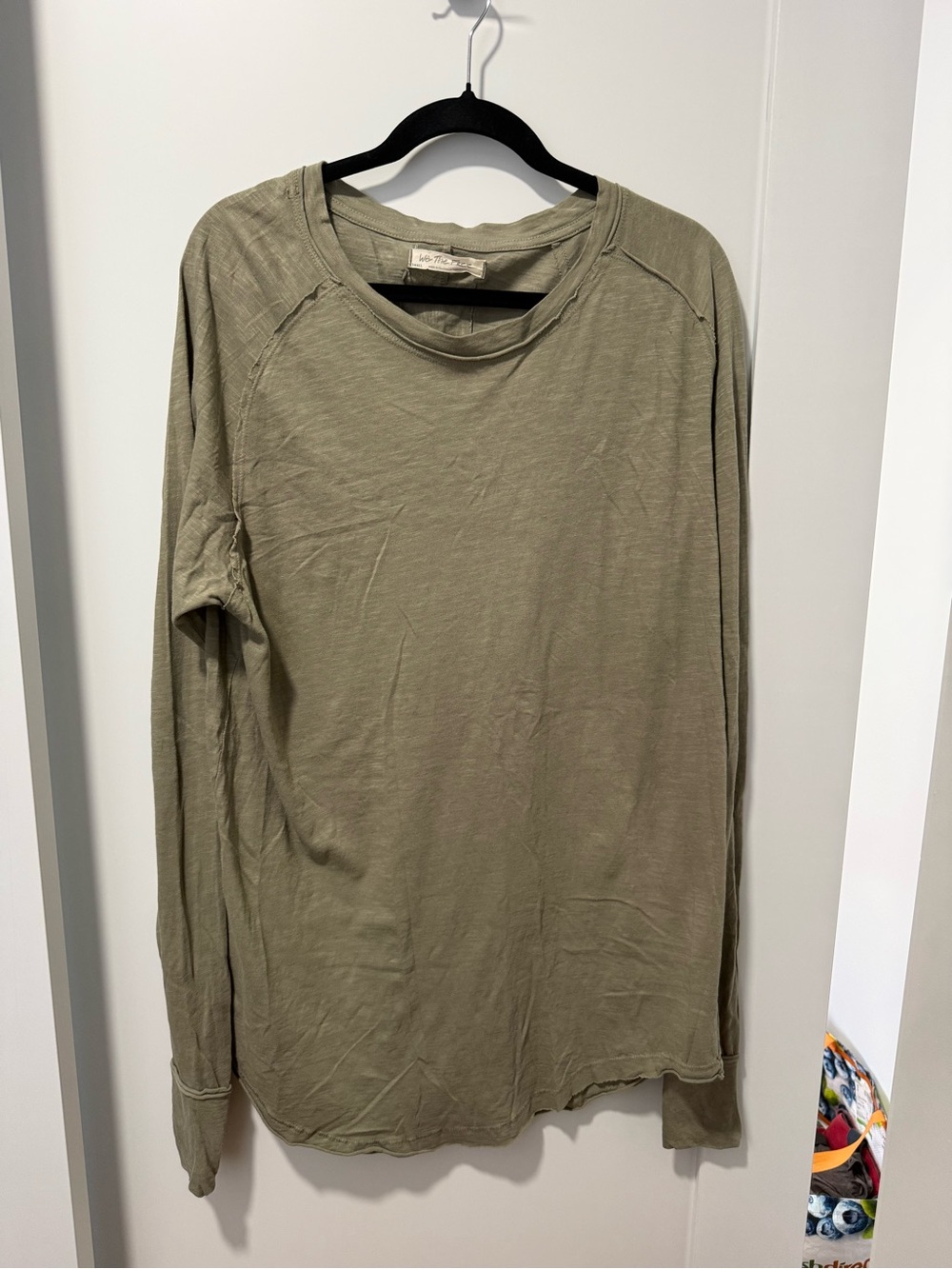 We The Free Olive Green Long Sleeve Crewneck Shirt